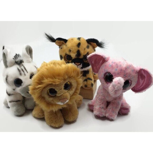 Ty Beanie Boos Jungle Animals Stripes Zebra Ellie Elephant Louie Lion Larry Lynx - Picture 1 of 12
